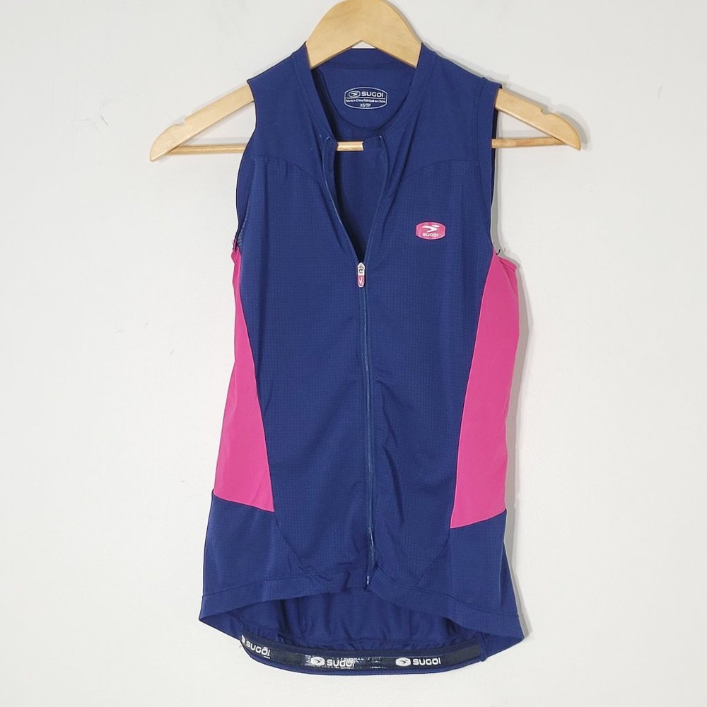 SUGOI Cycling Sleeveless Shirt Sportwear Full Zip Pockets Activewear XSmall